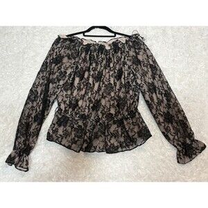 Victor Costa Black Lace Size L Long Sleeve Dress Shirt